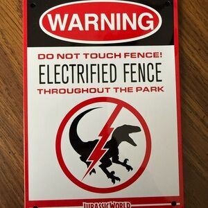 Loot crate Jurassic World Electrified Fence Warning Sign